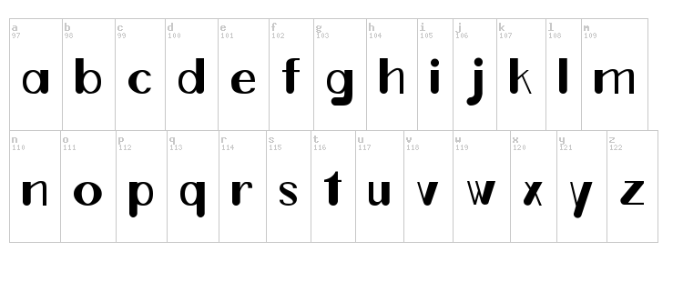 Ticky Ituation font map