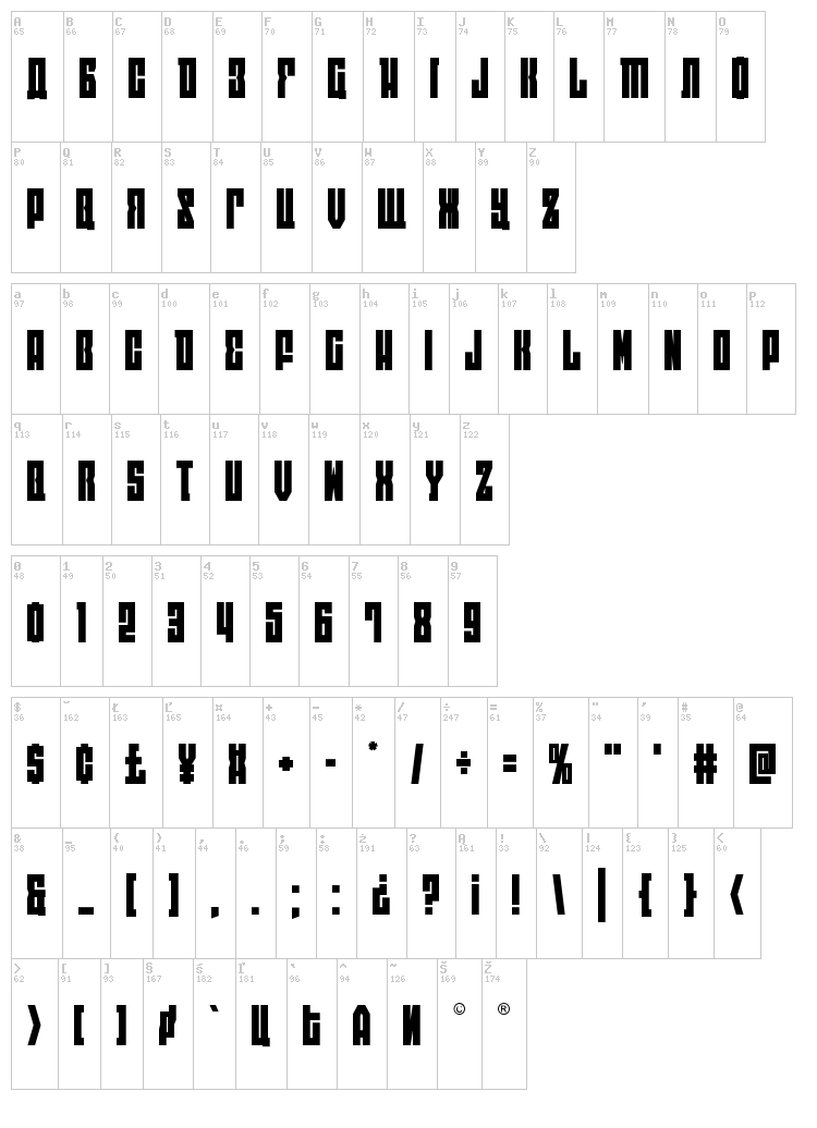 East-West font map