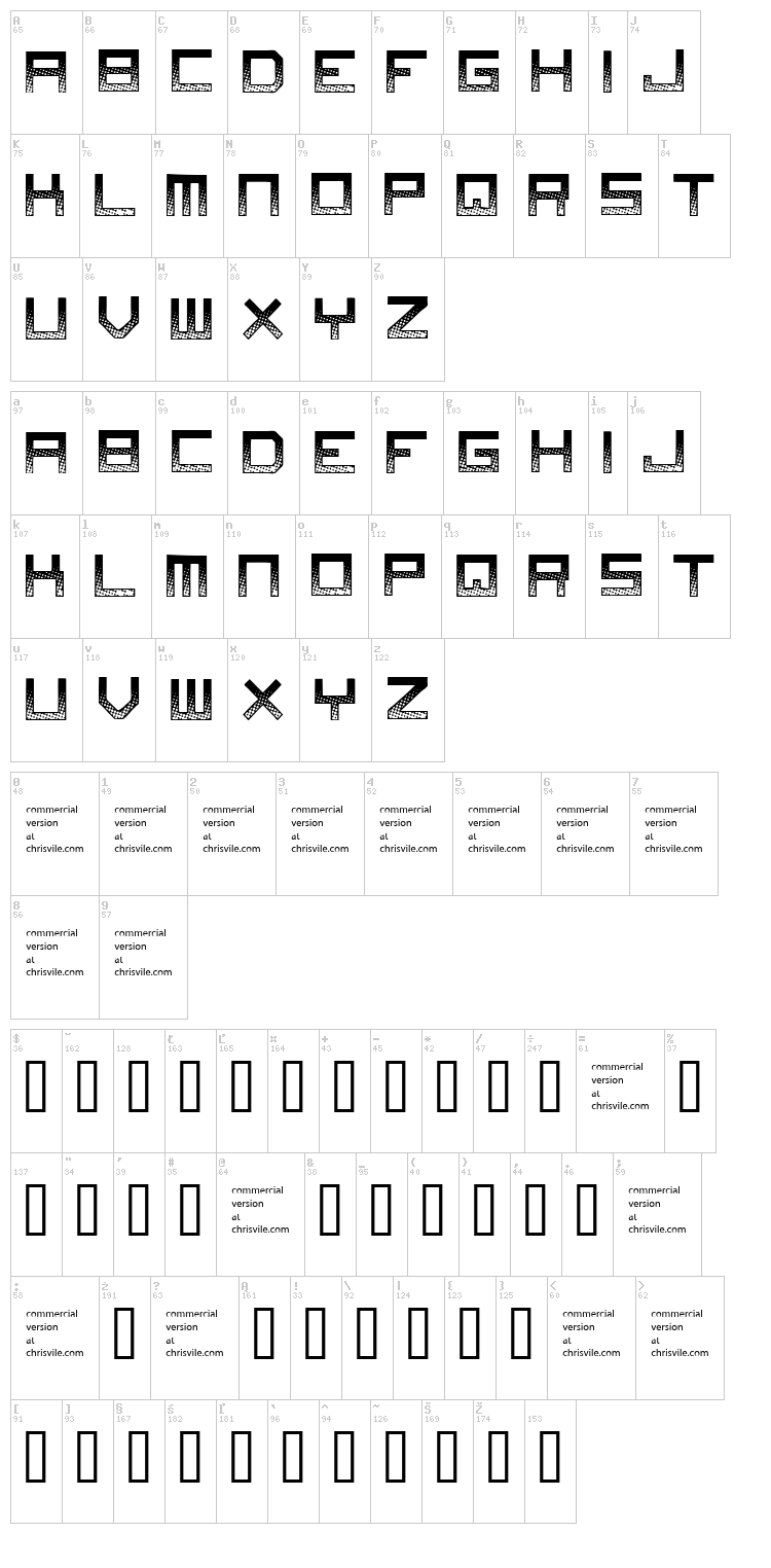 Digital Disorder font map