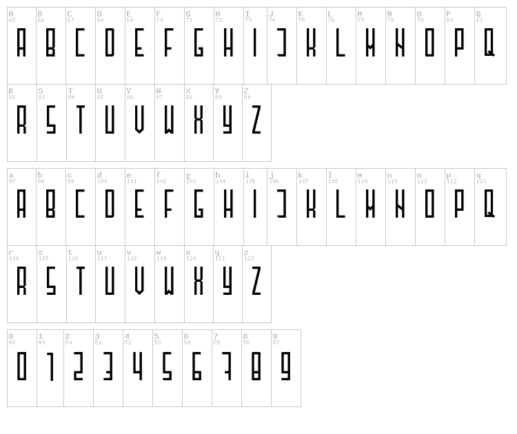 Henzy font map