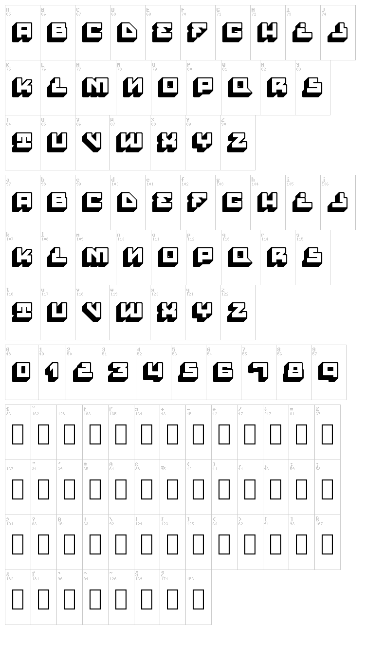 House Paint Slab font map