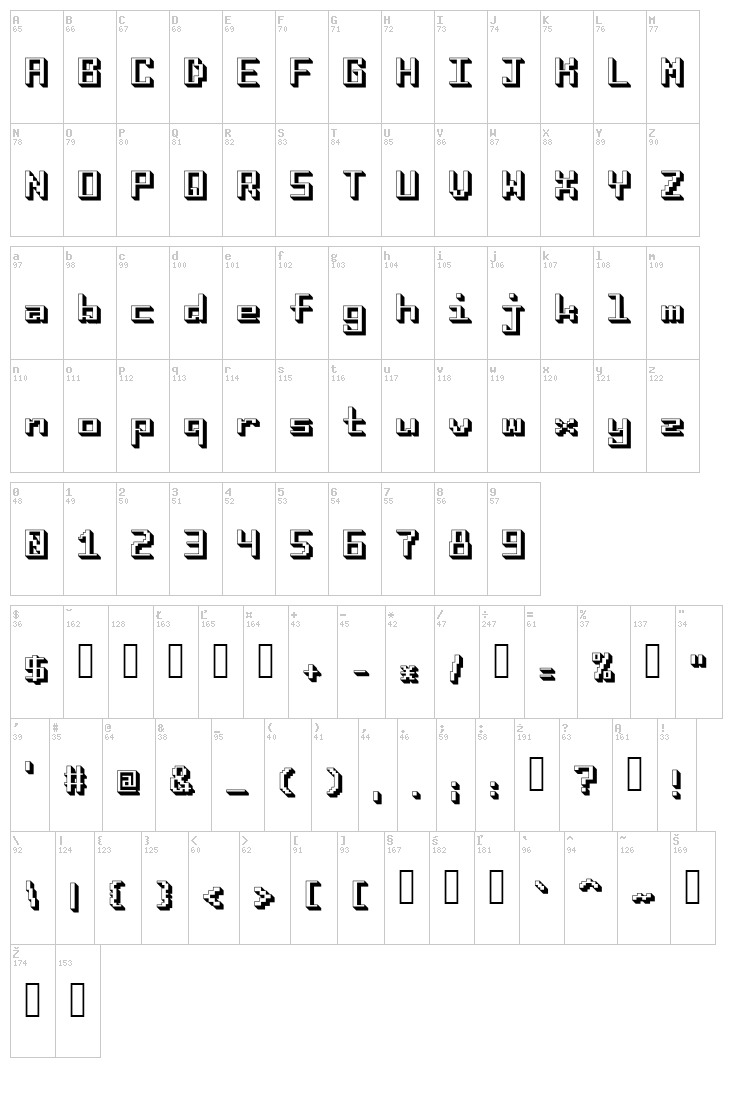 i8080 font map