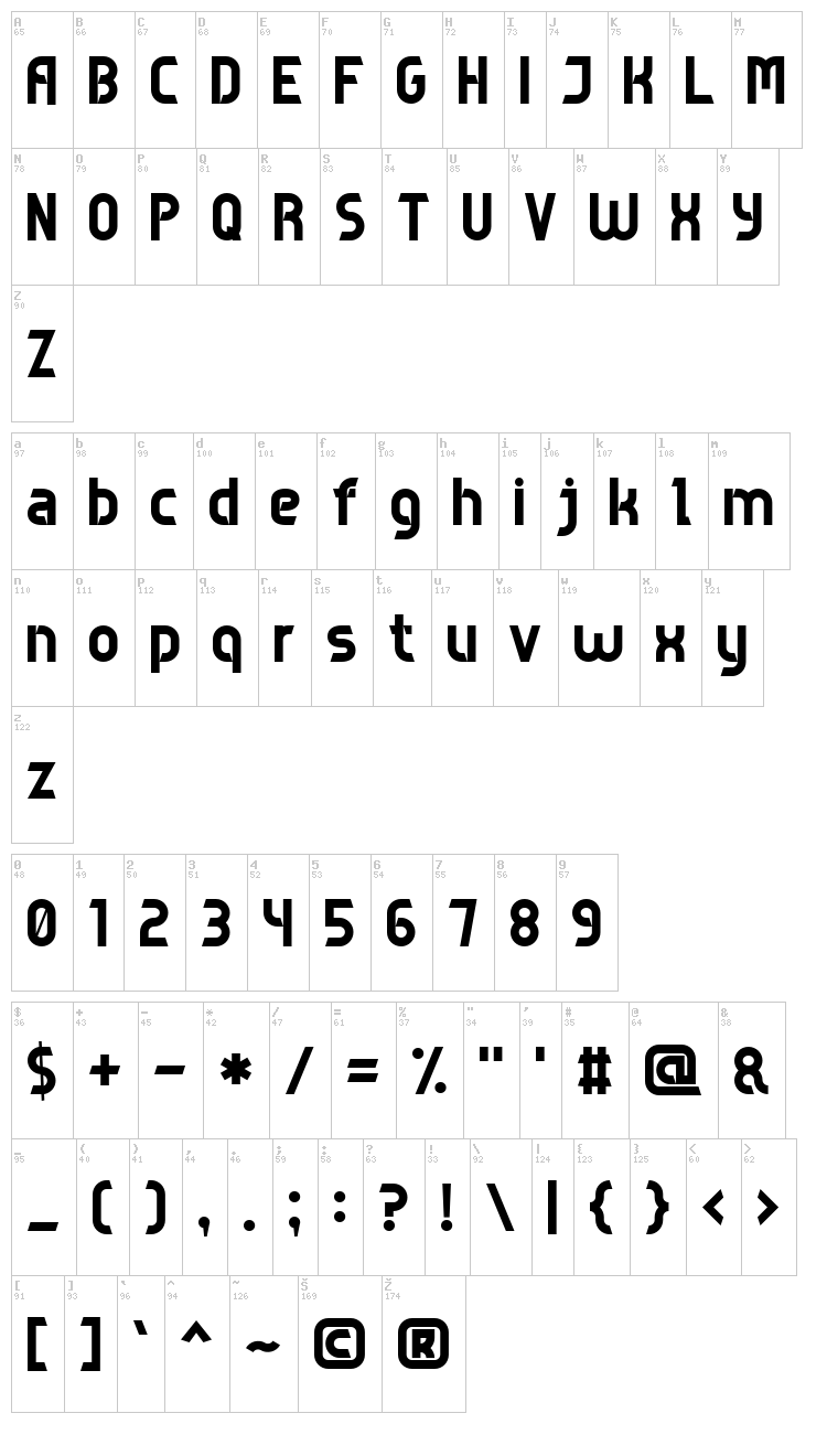 Game Sans Serif 7 font map