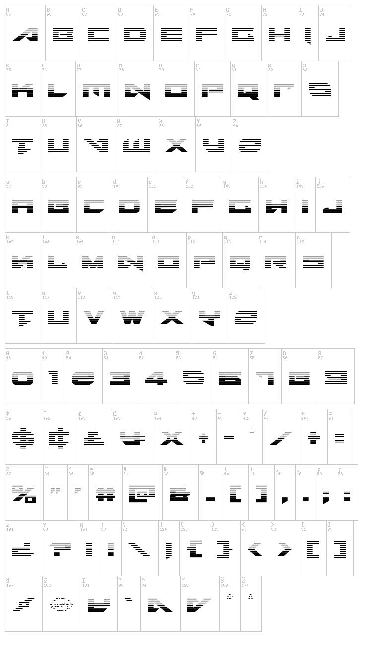 Tarrget font map