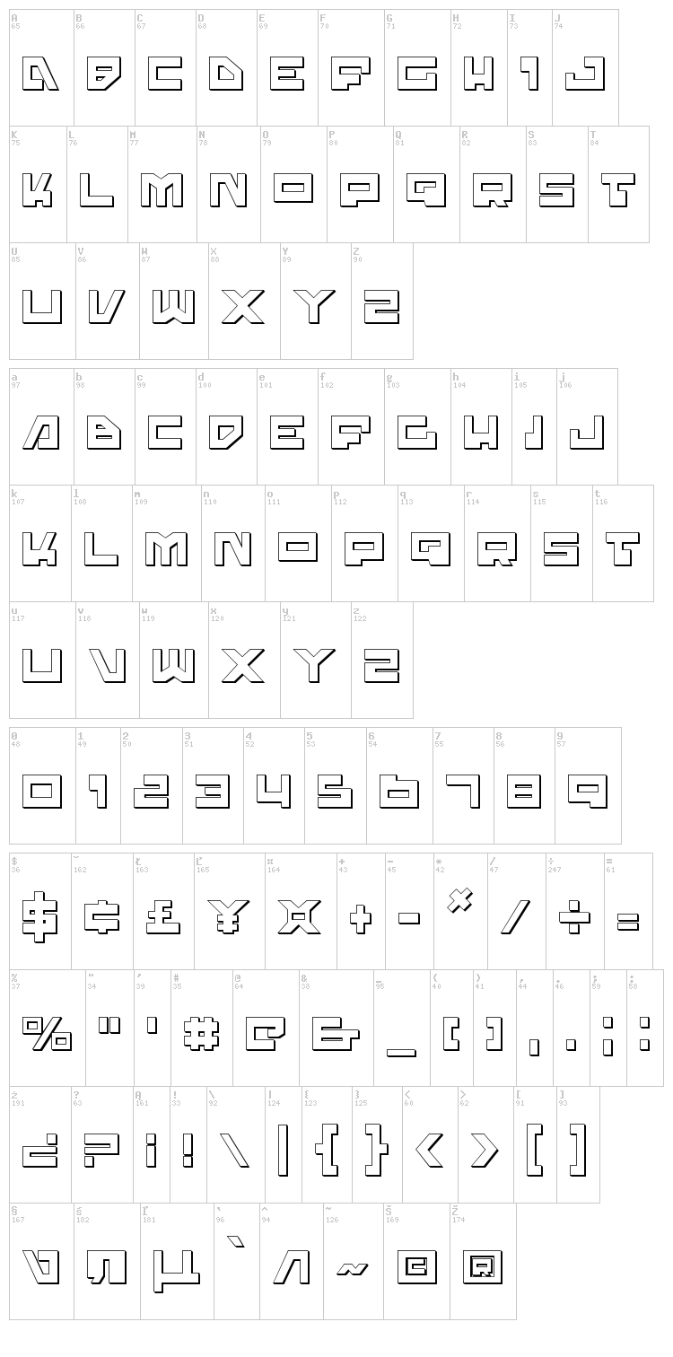 Trajia font map