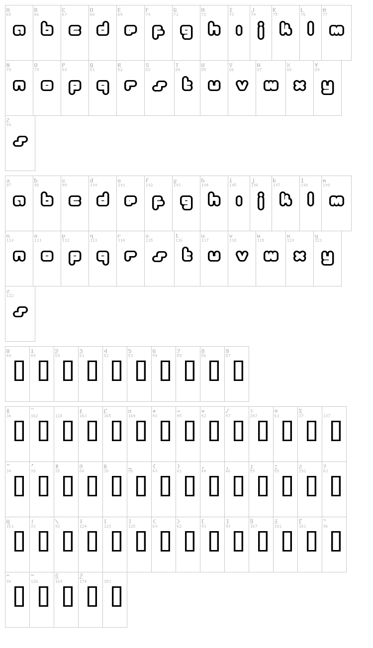 Bukkake font map