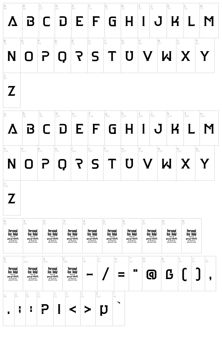 Clarraph font map