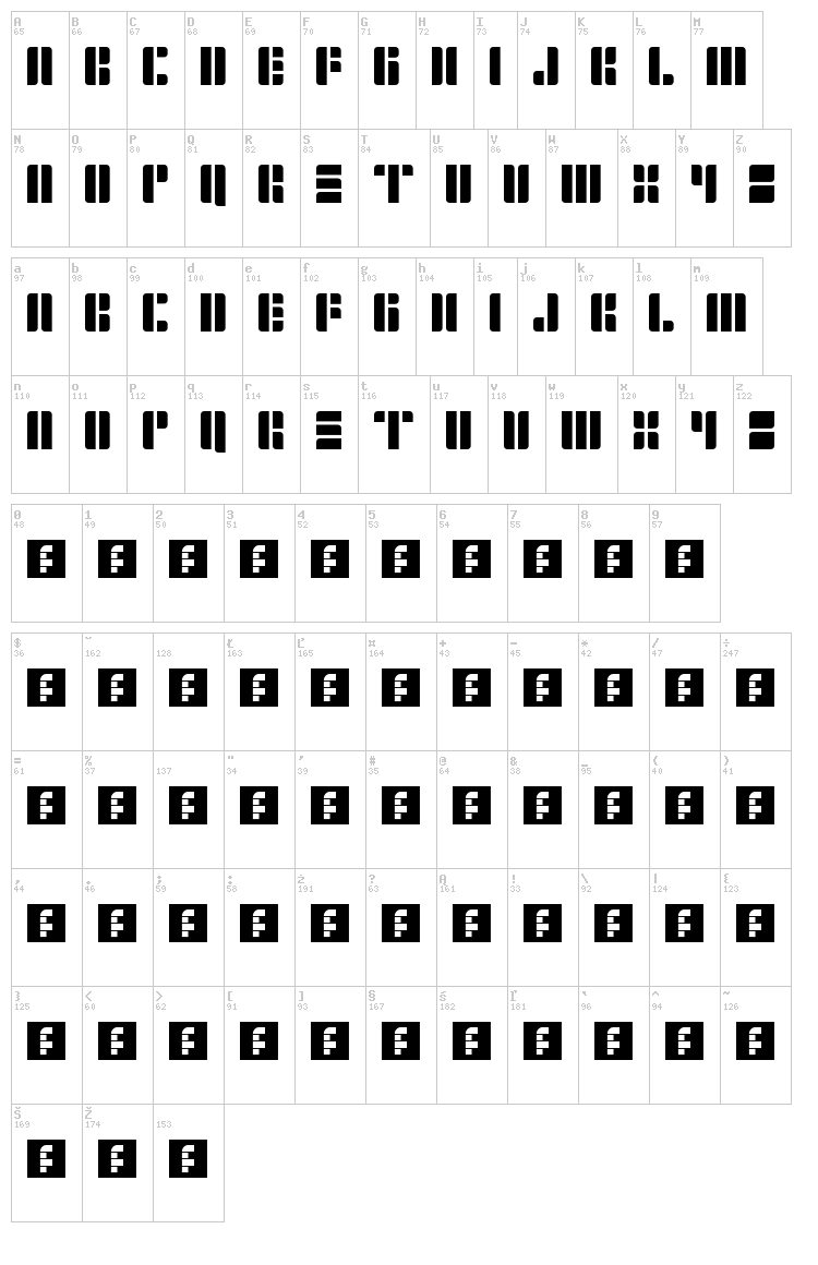 Copper Four font map