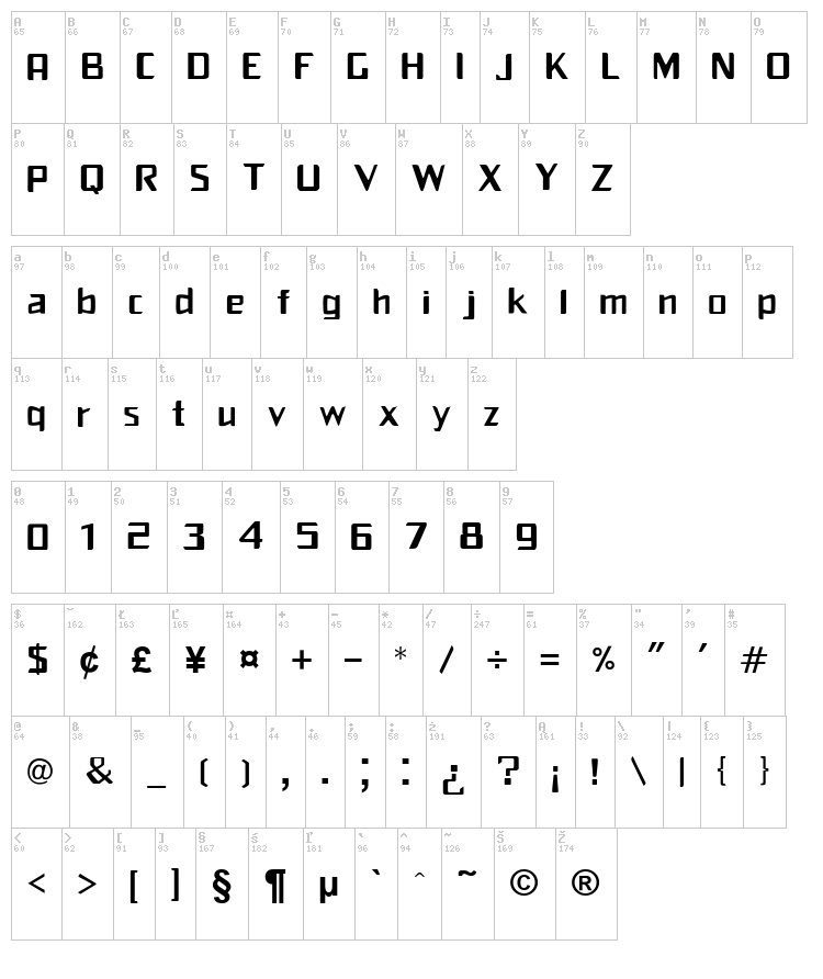 Franschi font map