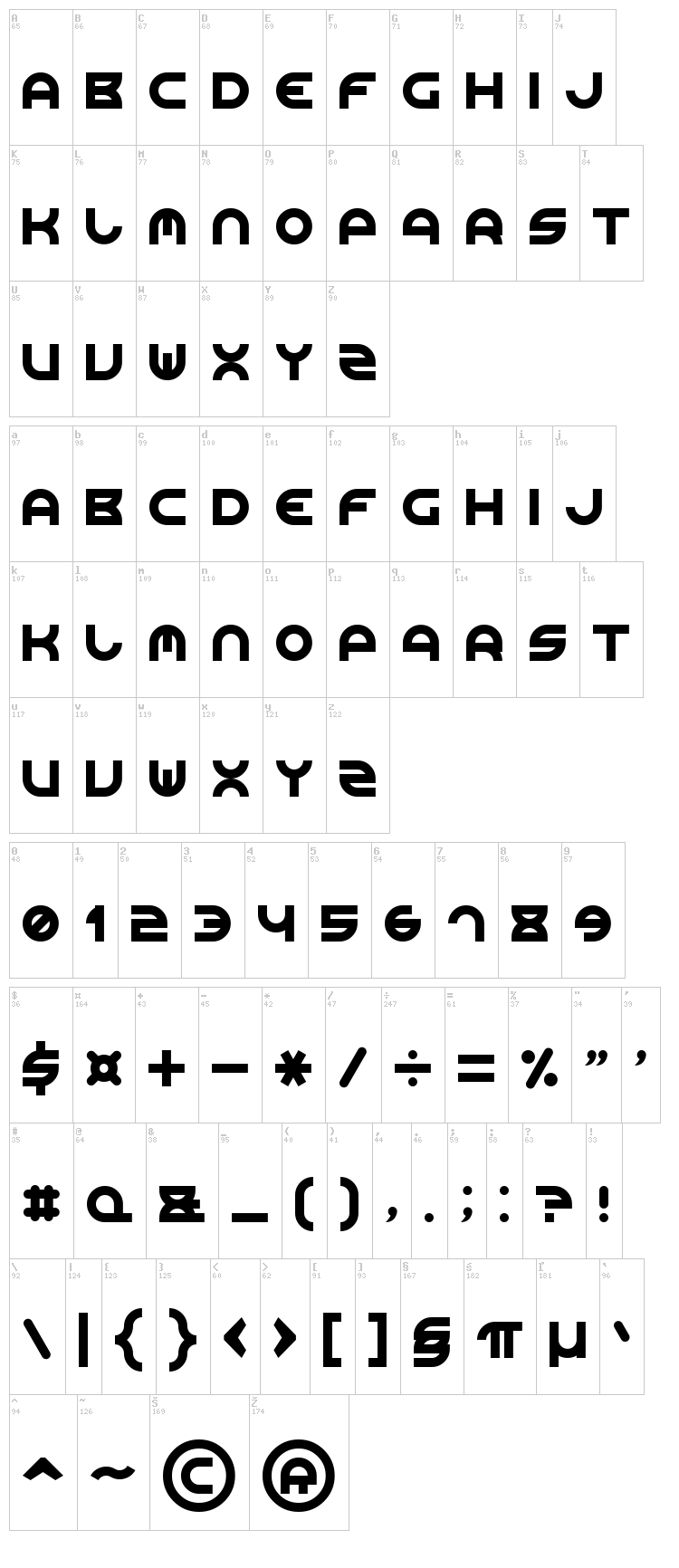 Rounded Line 7 font map