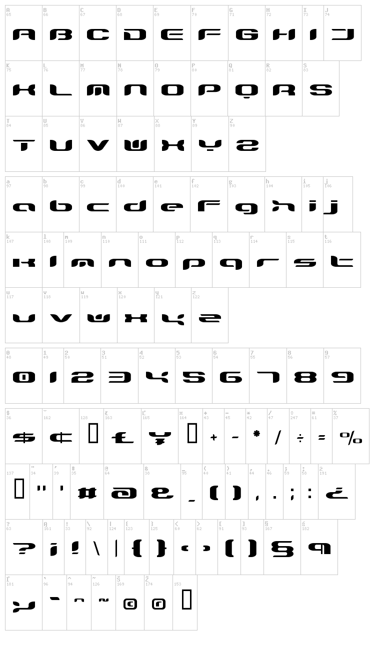 TeknikohlRemix font map