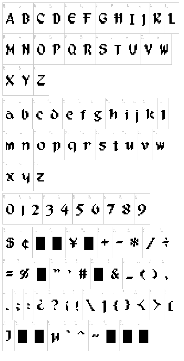 Filgaia font map