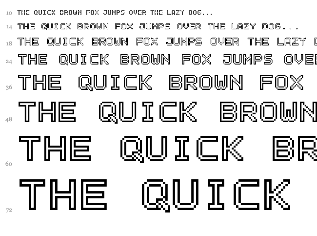 Outline Pixel 7 font waterfall
