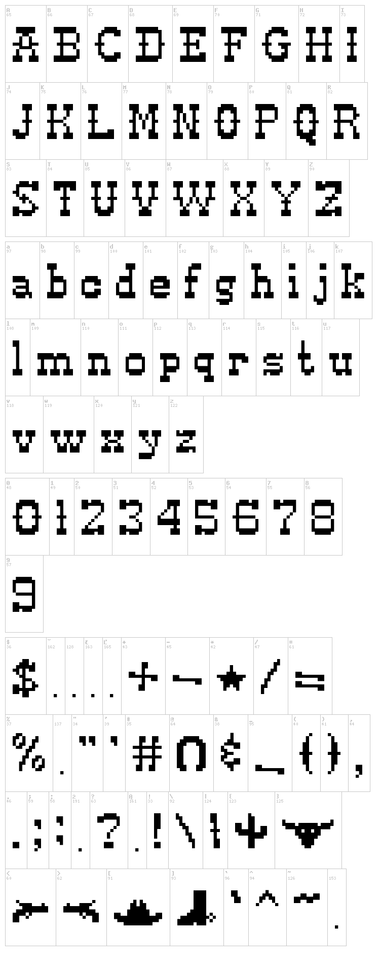 Pixel Western font map