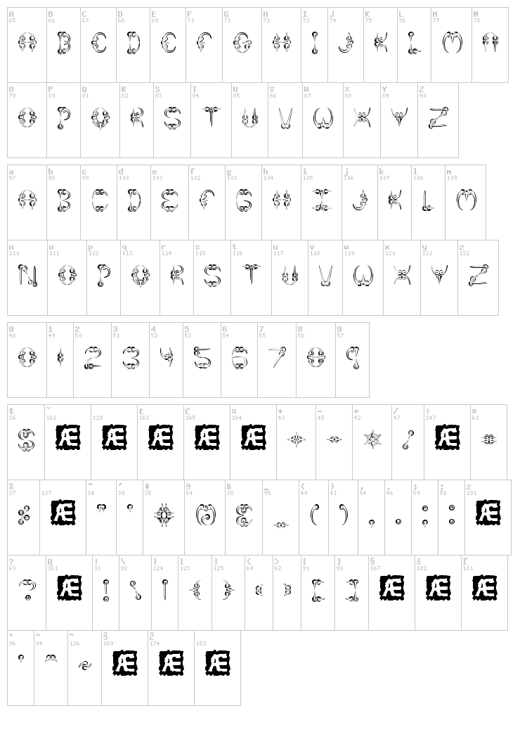 Claw font map