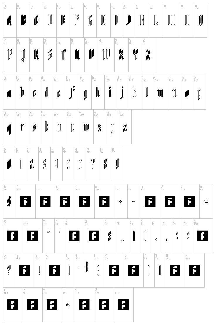 White Knight font map