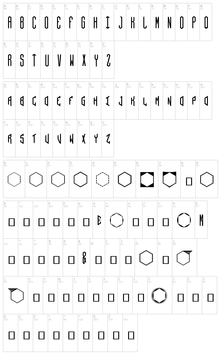 Hex font map