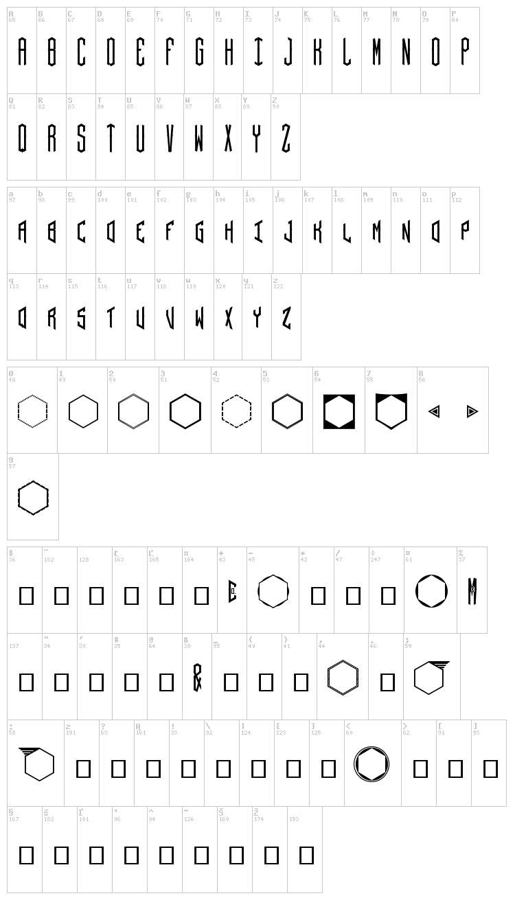 Hex font map
