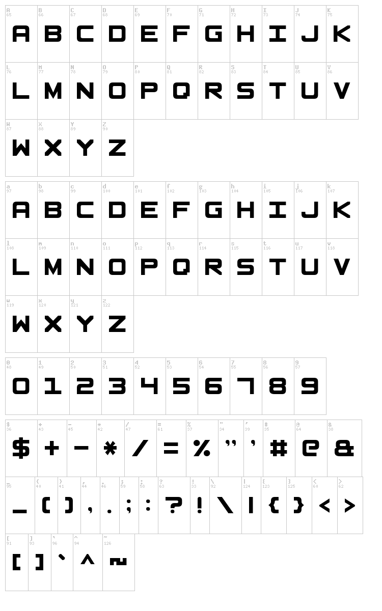 Basic Square 7 font map