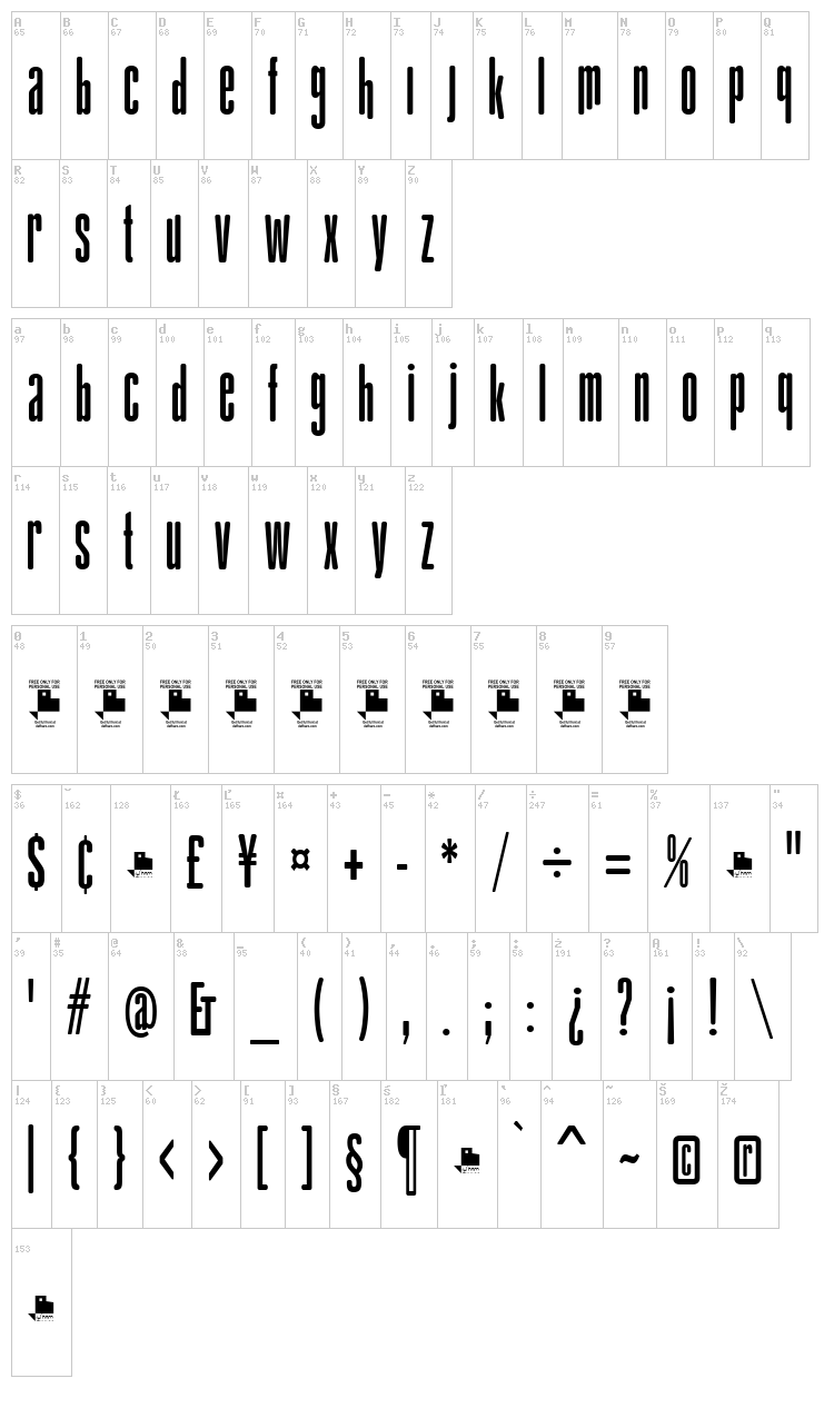 Gabachita FFP font map