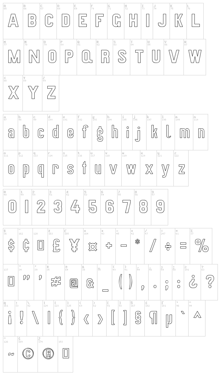 Preussische VI 9 font map
