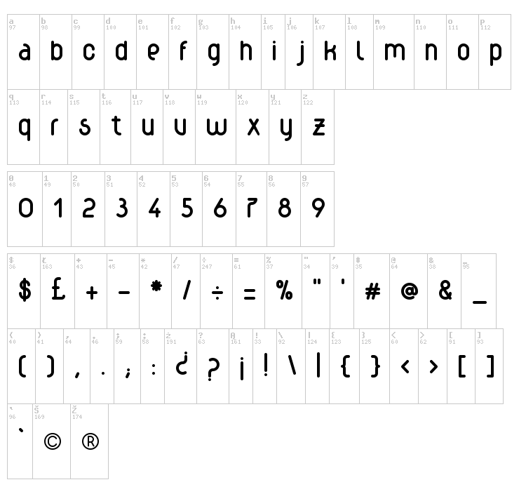 Wec font map