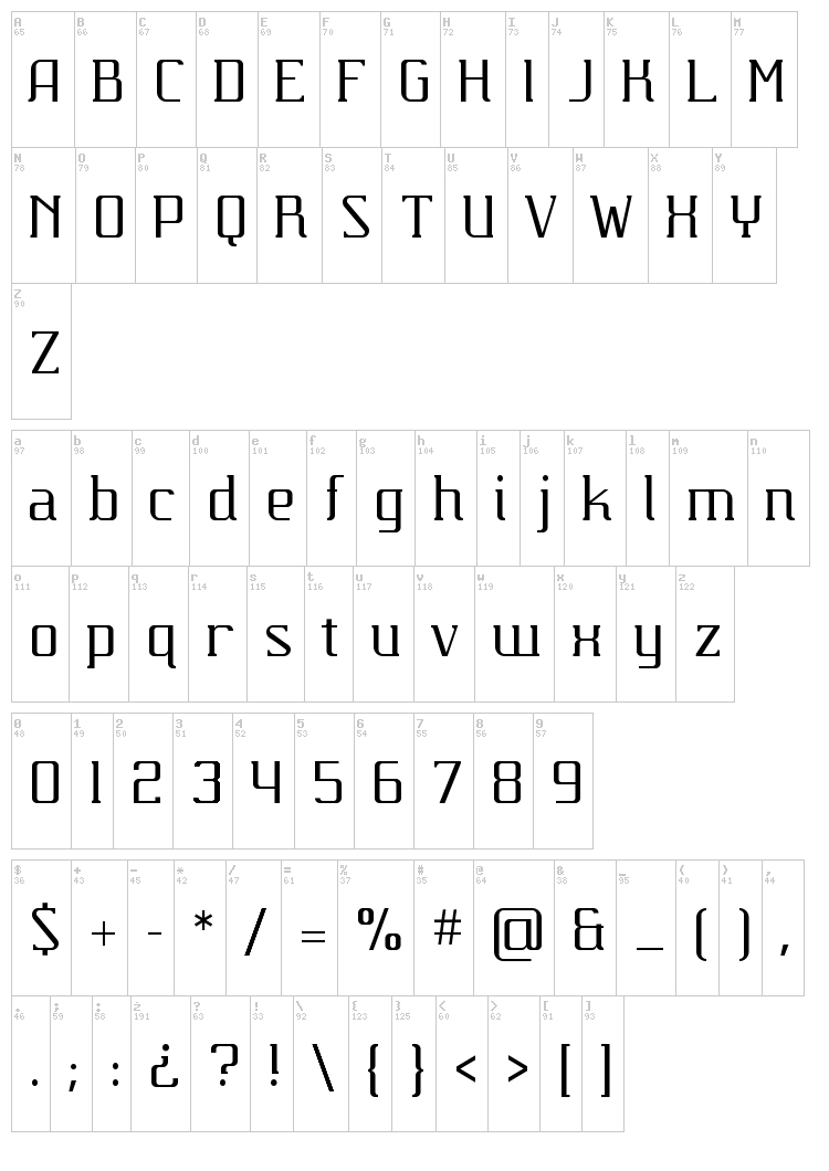 Carbona font map