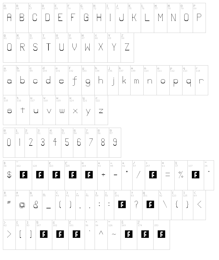Lower-Lay font map