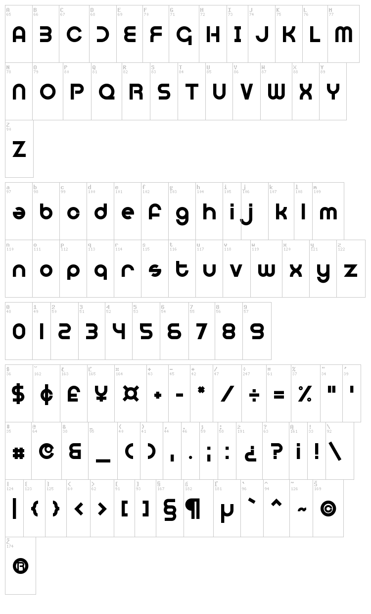 Optien font map