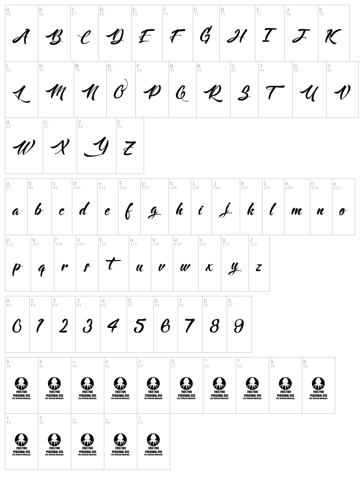 Langoustine font map