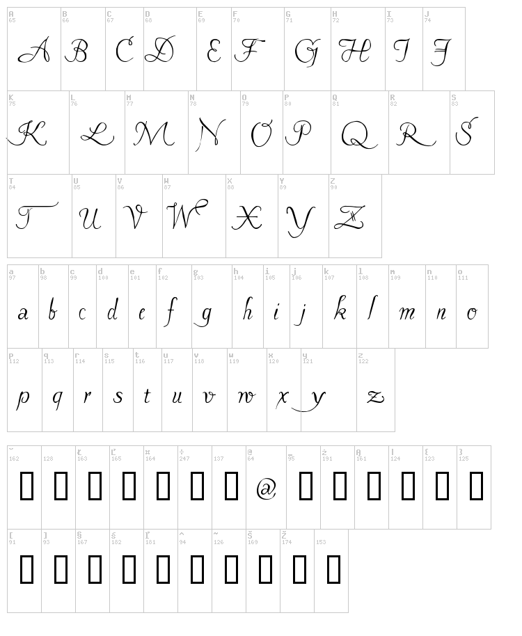 Pavane font map