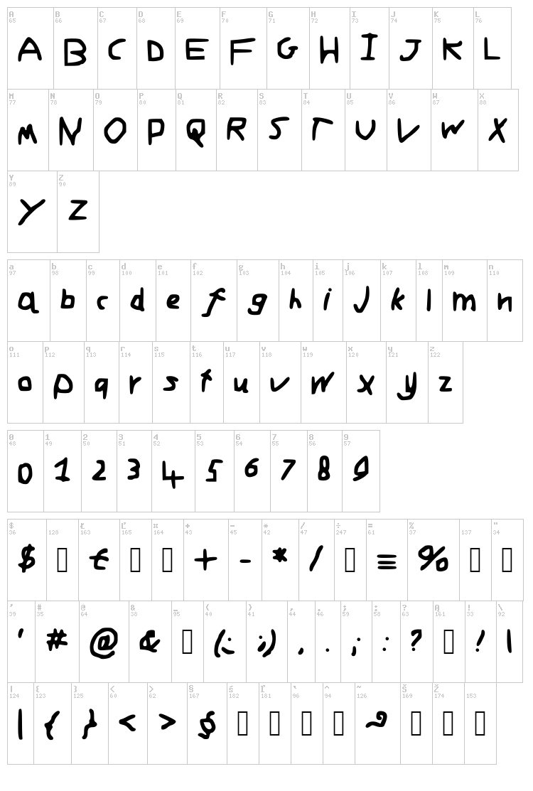 Adams Font font map