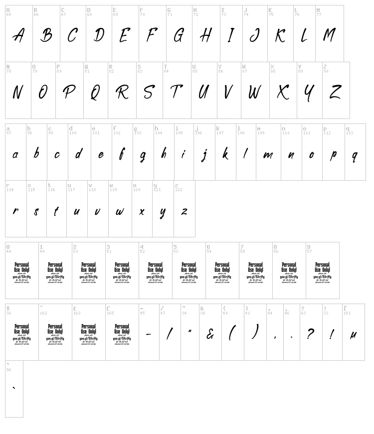Boolack font map