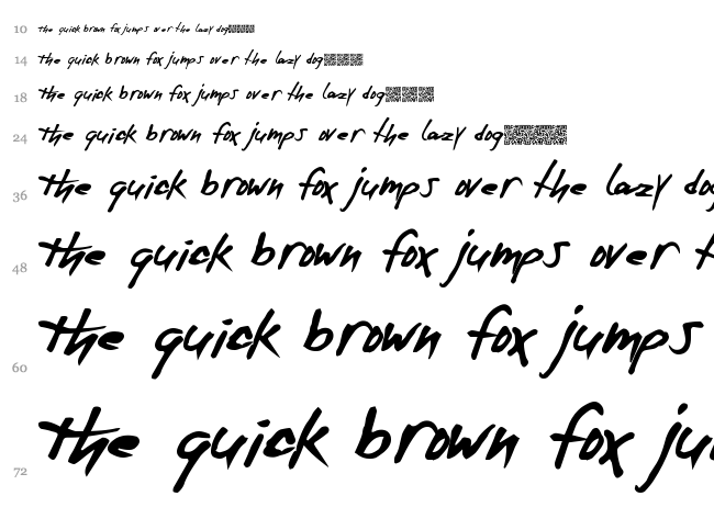 Extra Zero font waterfall