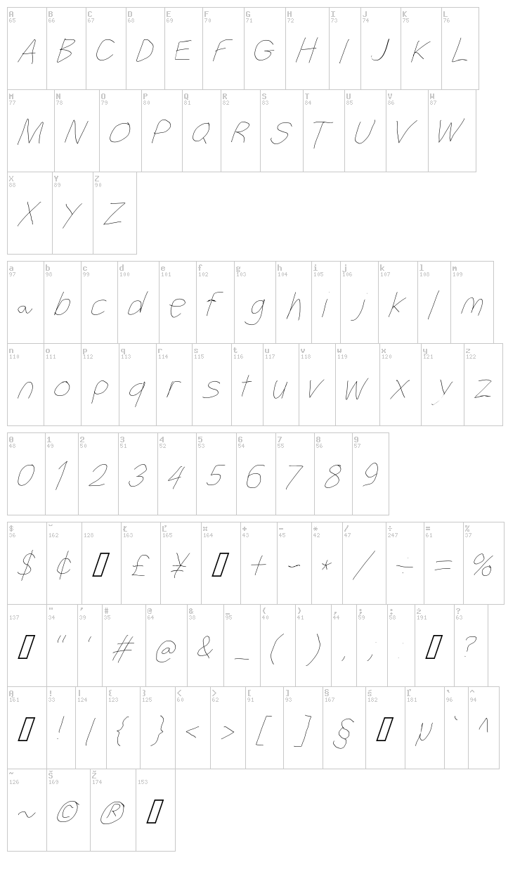 Filament Serie font map