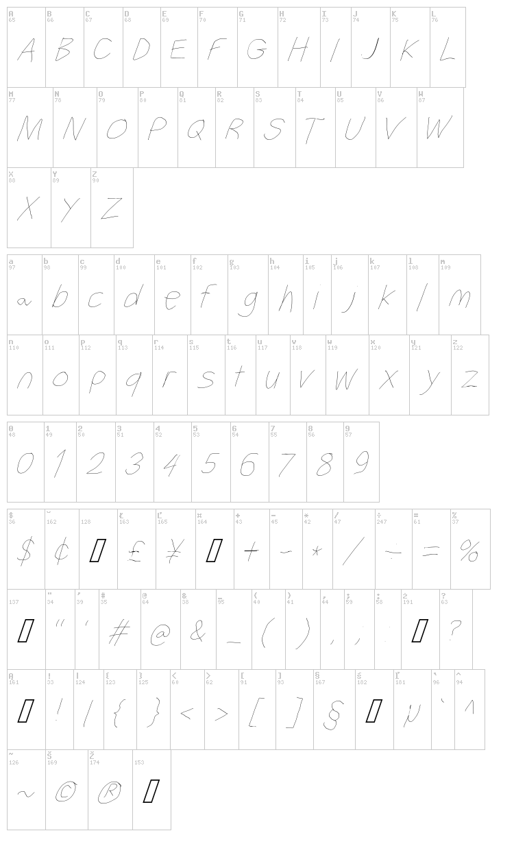 Filament Serie font map