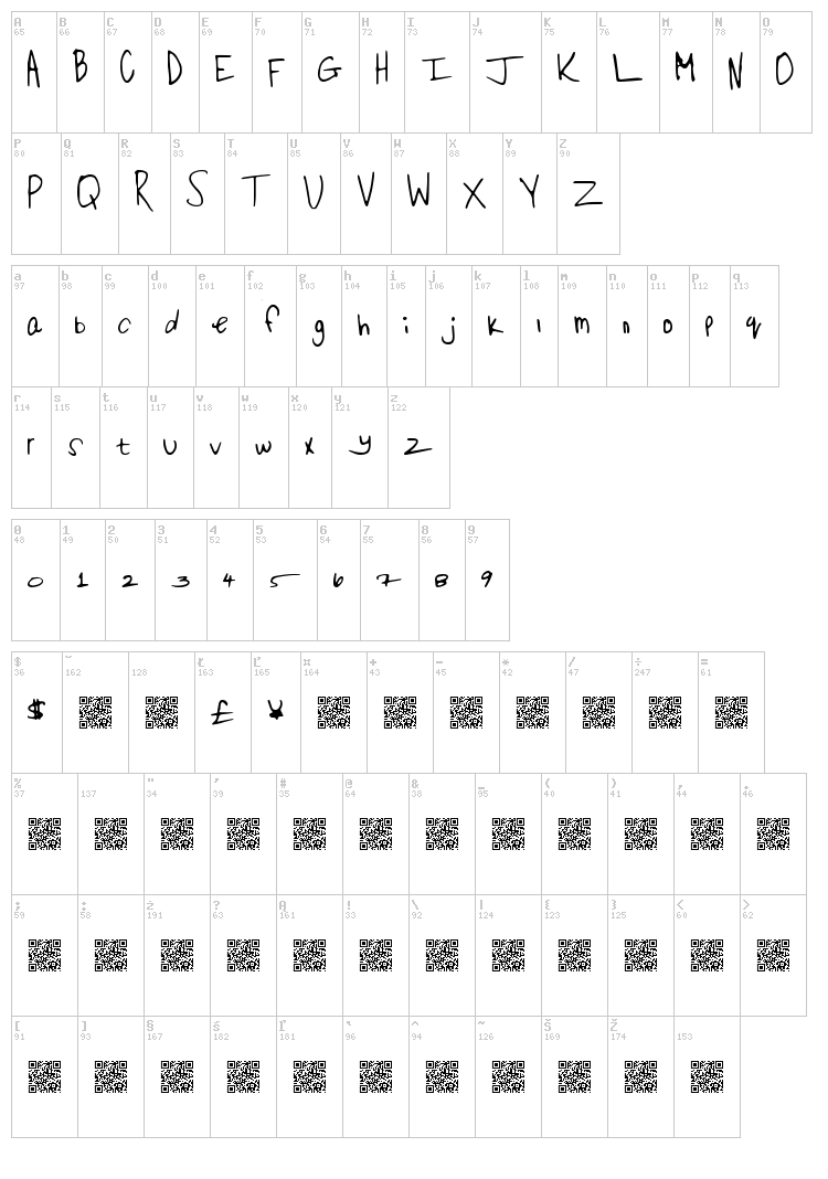 Open Hatch font map