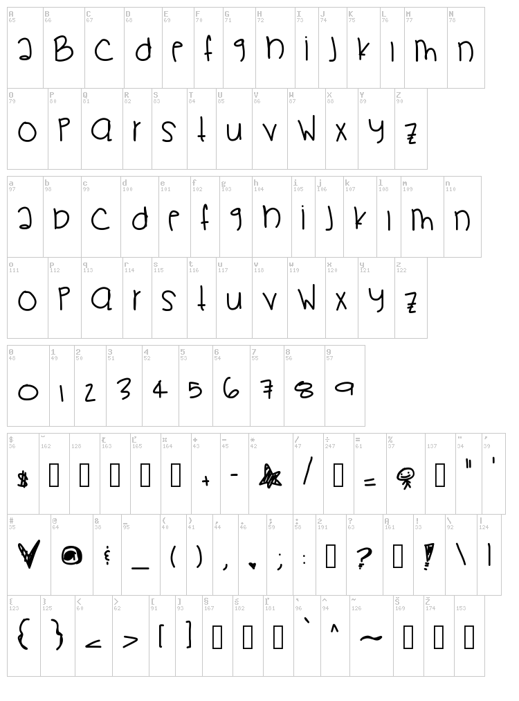 Pika Pika font map