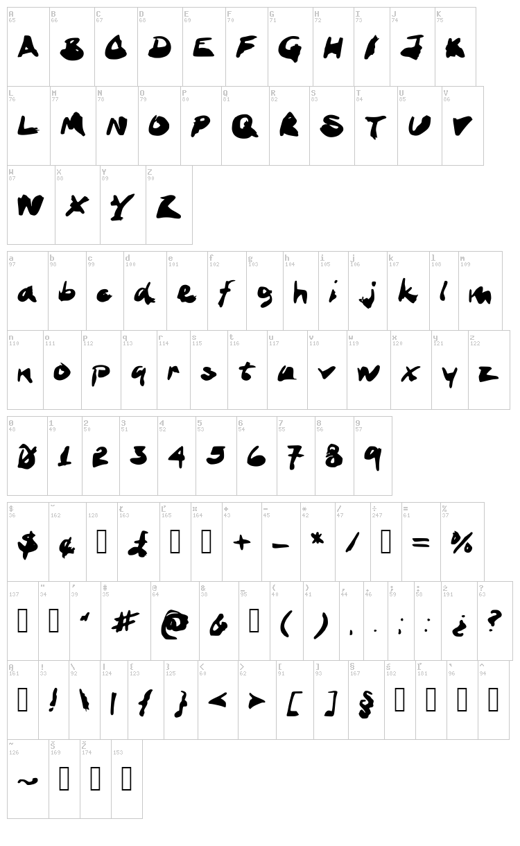 Ink Stand font map