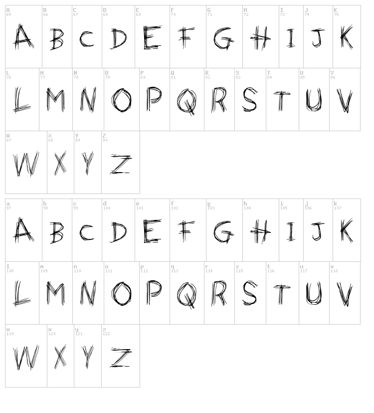 Naughty Scratch font map