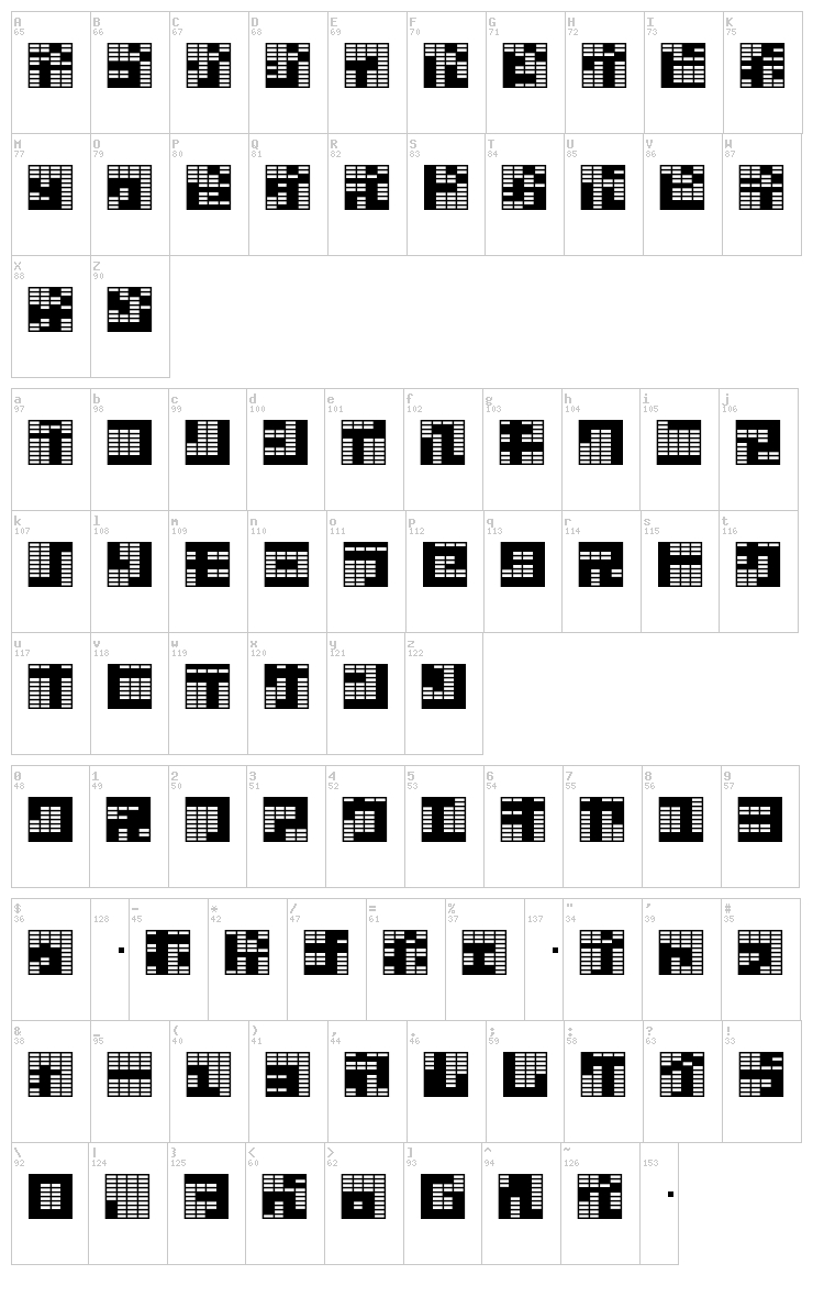 Katakana, block font map