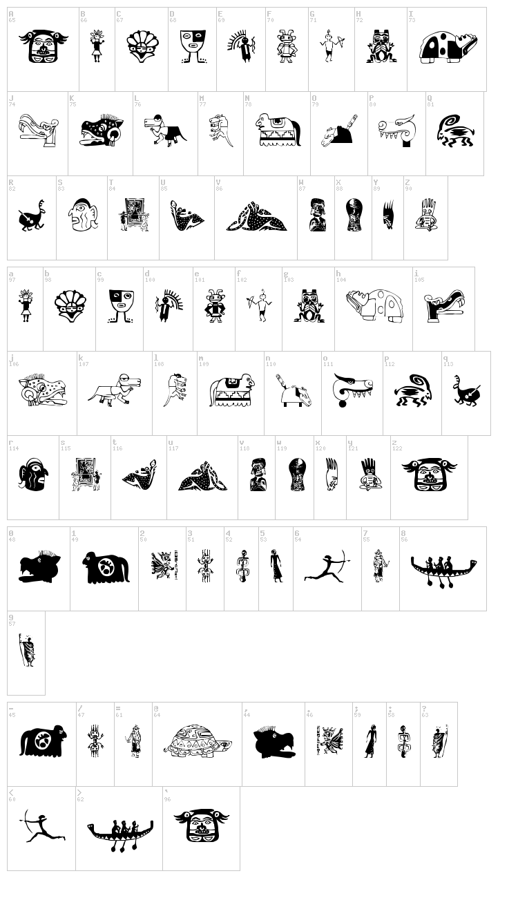 Tribalistica Figures font map