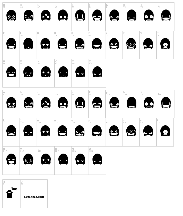 Ghost & Punk Smileys font map