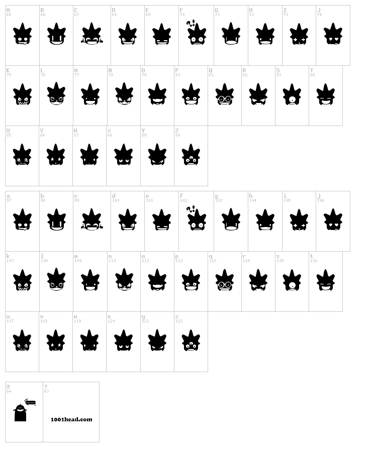 Ghost & Punk Smileys font map