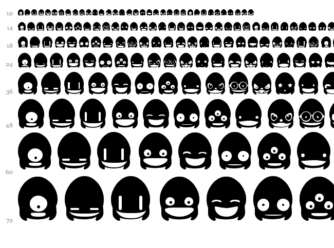 Ghost & Punk Smileys font waterfall