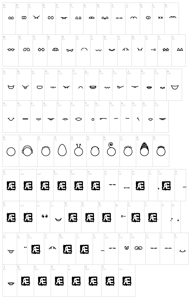 Head Ding Maker font map