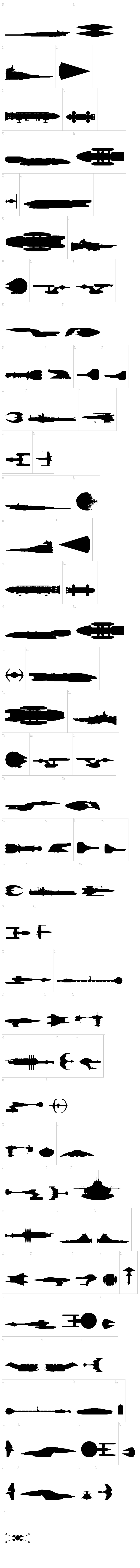 Famous Spaceships font map