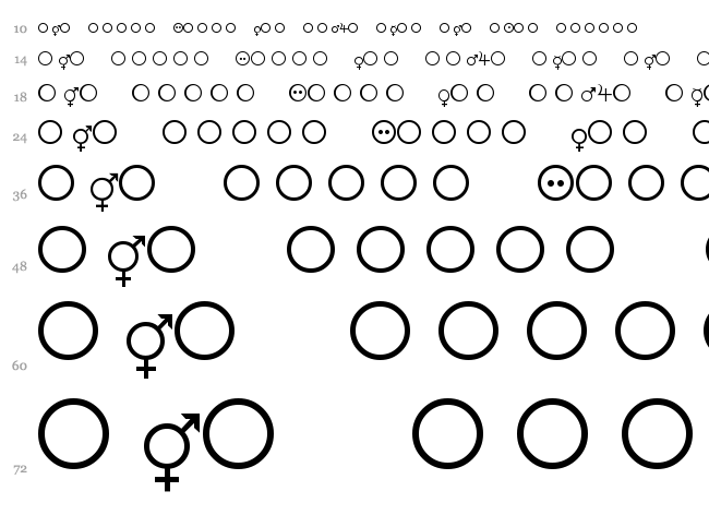 Female and Male Symbols font waterfall