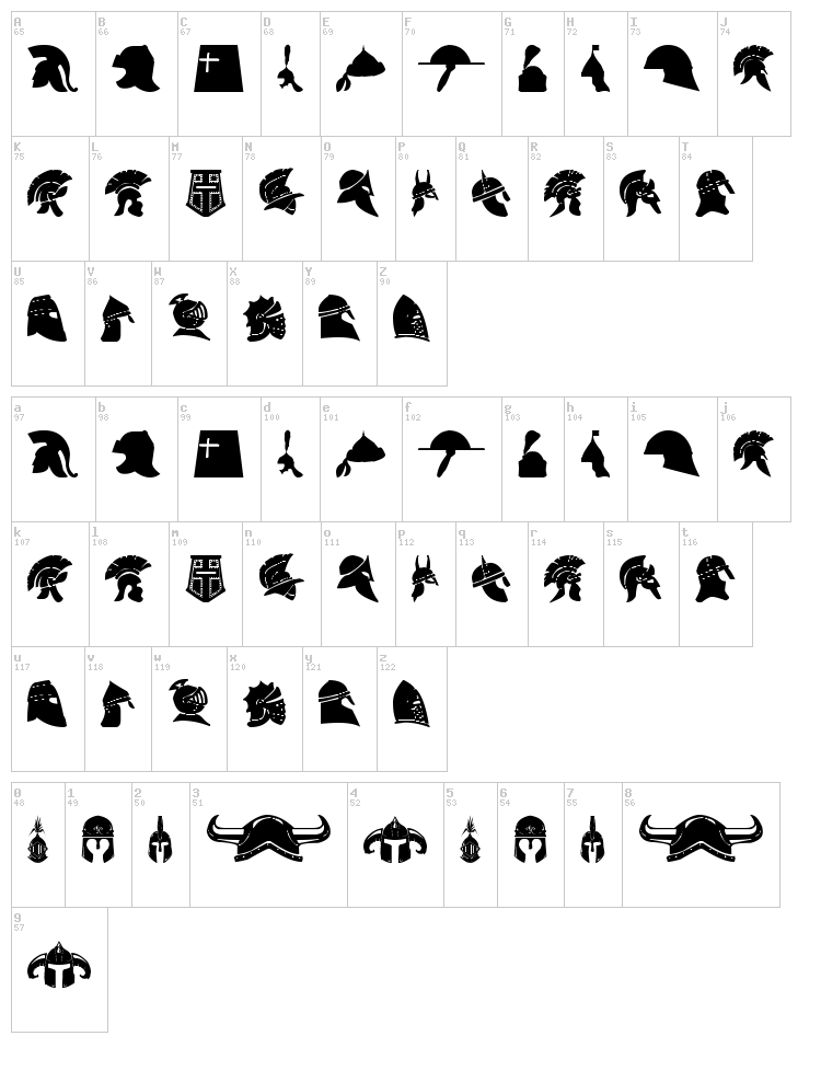 Helmets font map