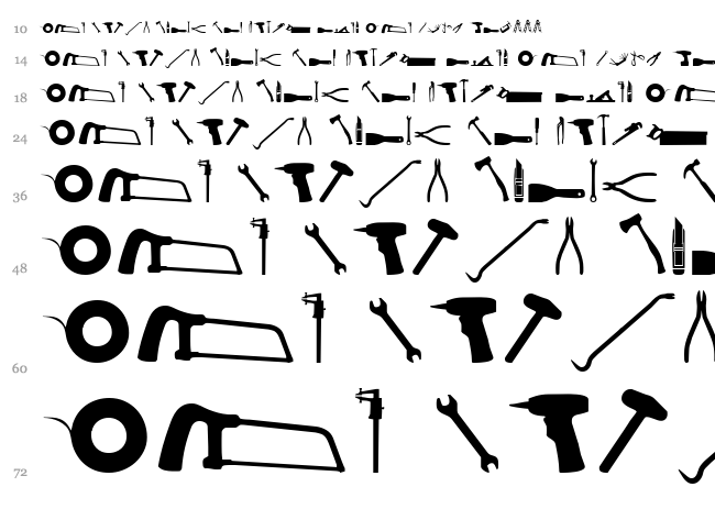 Tool font waterfall